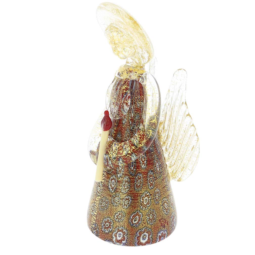 Millefiori Murano Glass Angel - Red