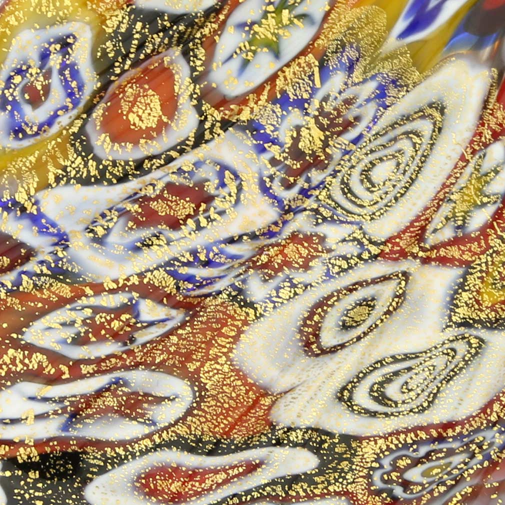 Golden Quilt Millefiori Murano Glass Butterfly
