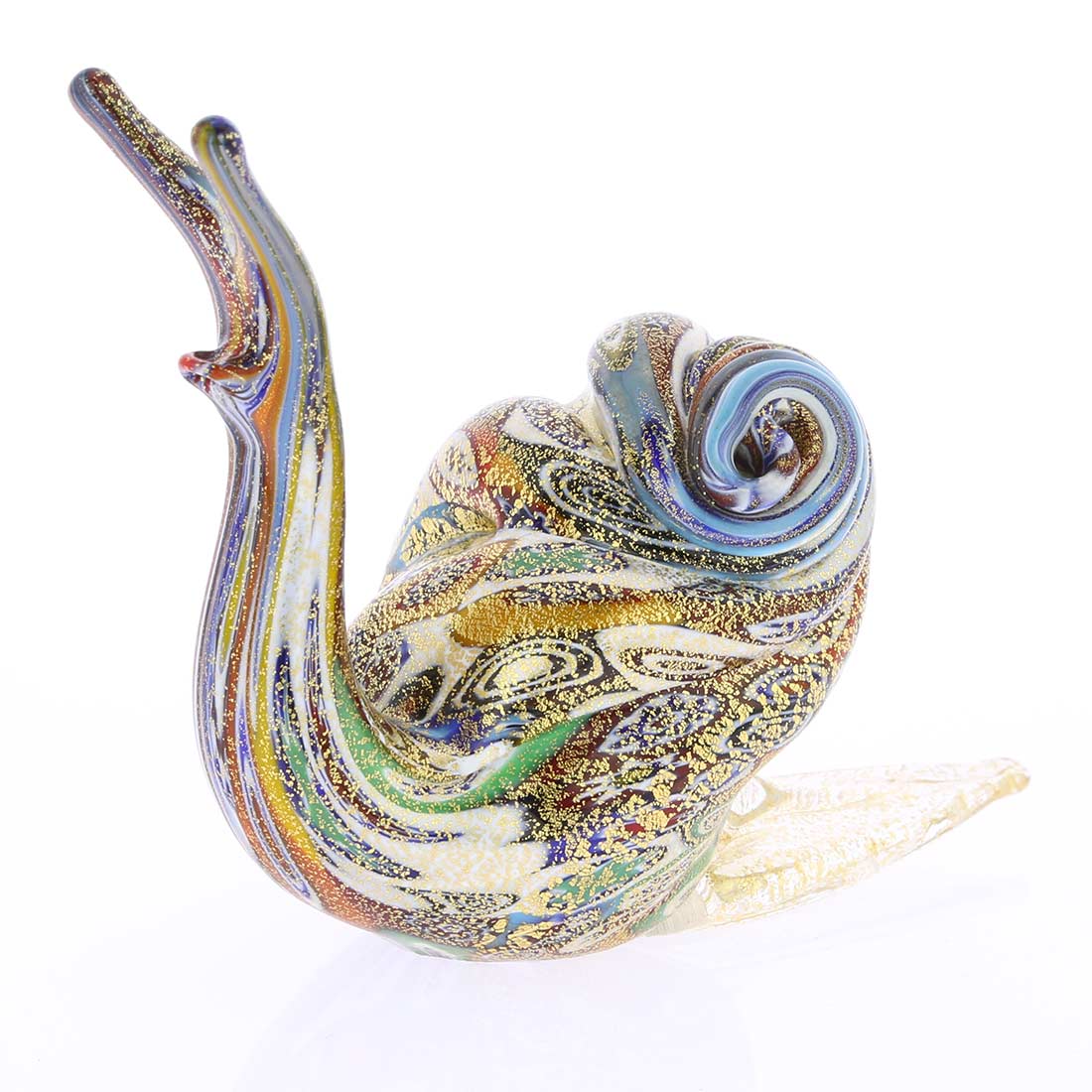 Snail Figurine of Hand Blown Glass with 24K Gold 