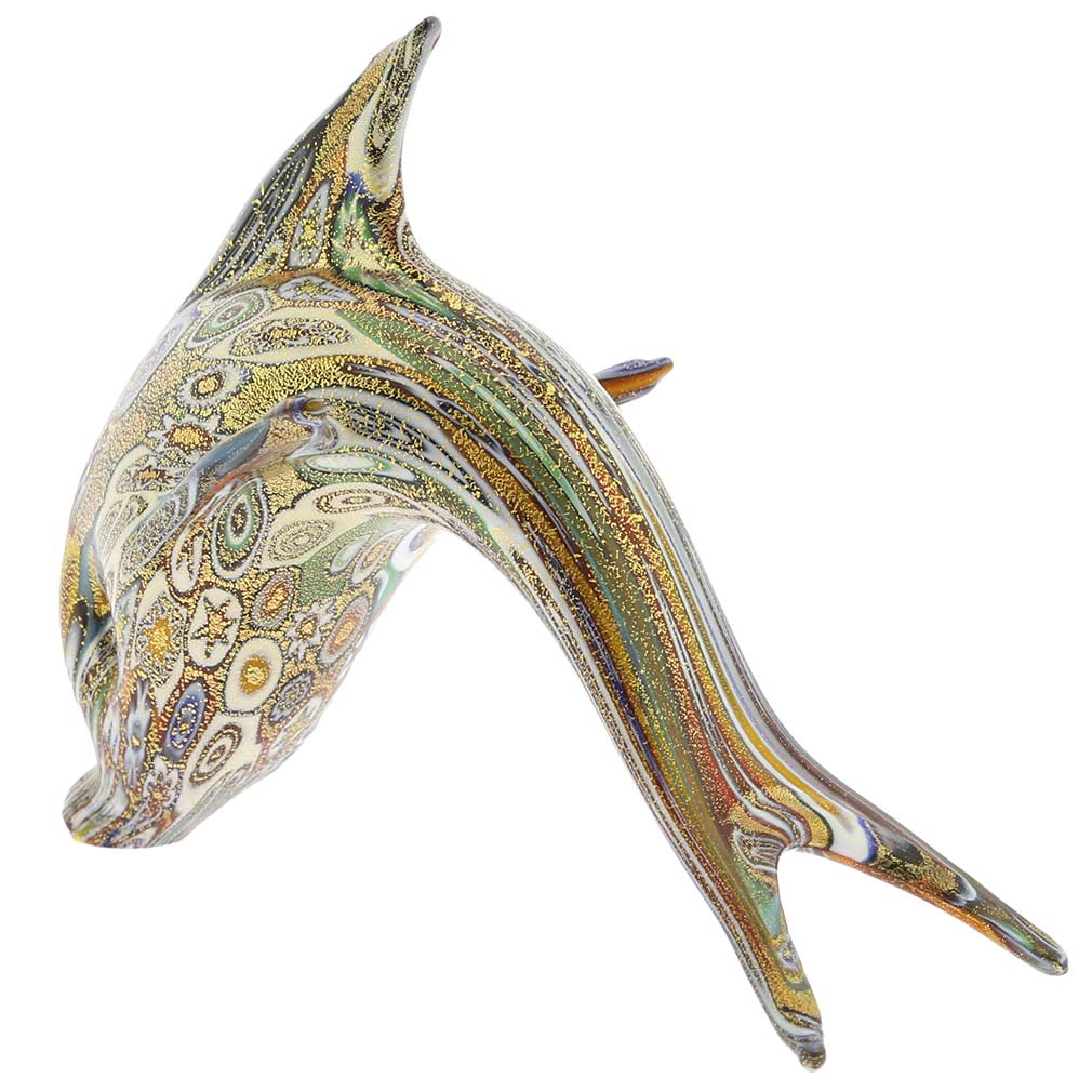 Golden Quilt Millefiori Murano Dolphin