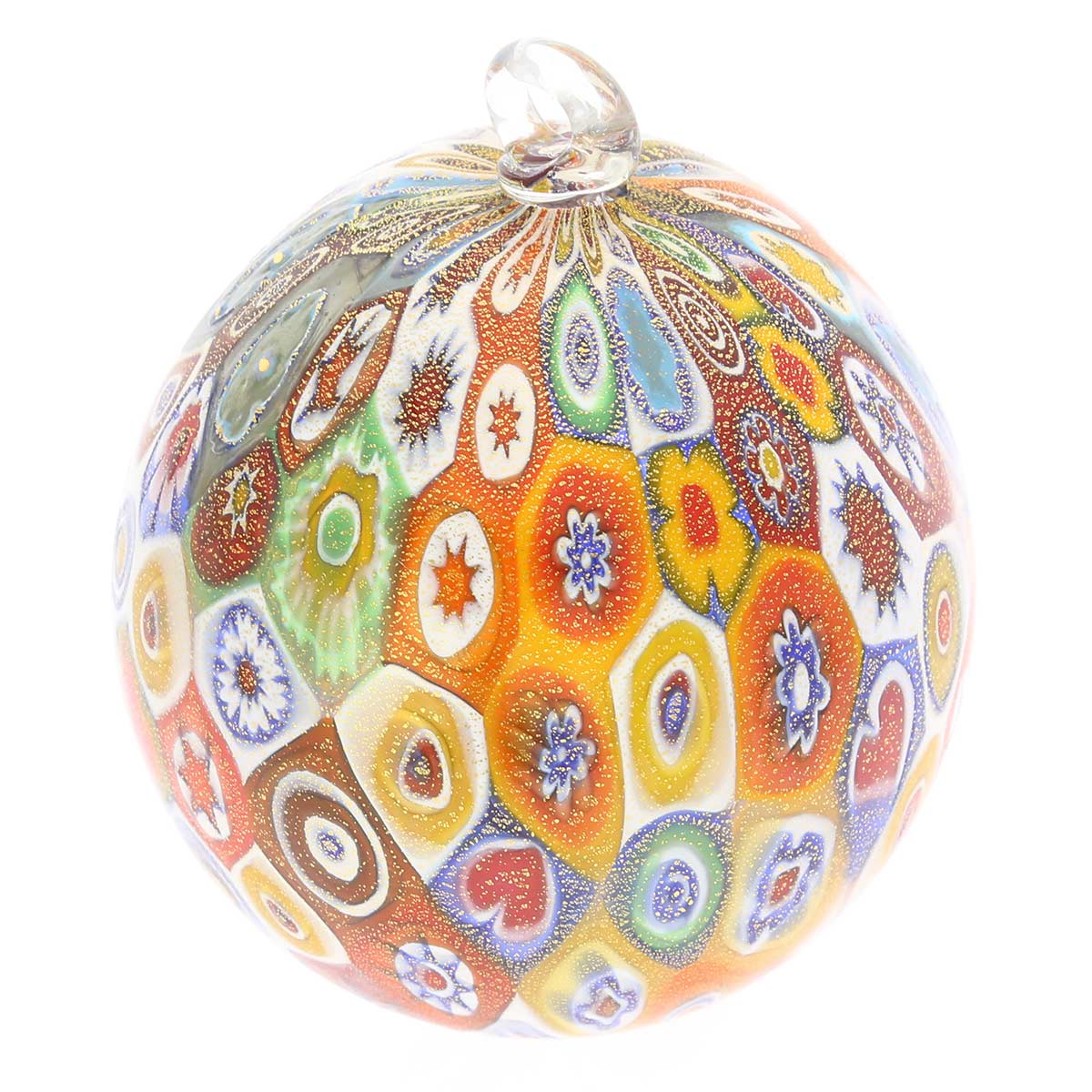 Murano Glass Christmas Ornament - Gold Millefiori