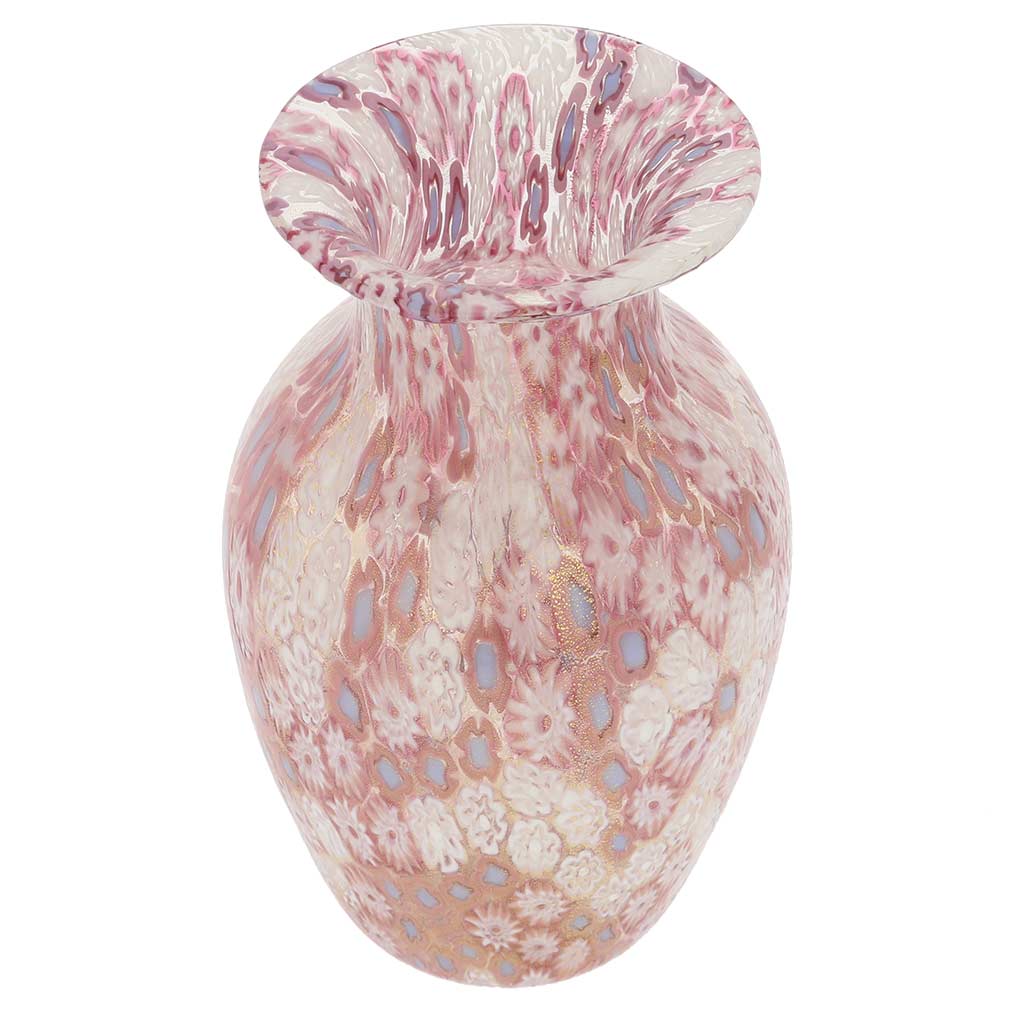 Golden Quilt Millefiori Urn Vase - Pink