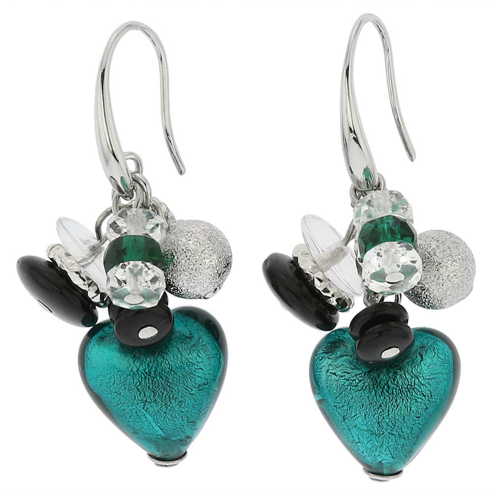 Donatella Murano Glass Heart Charm Earrings - Aqua