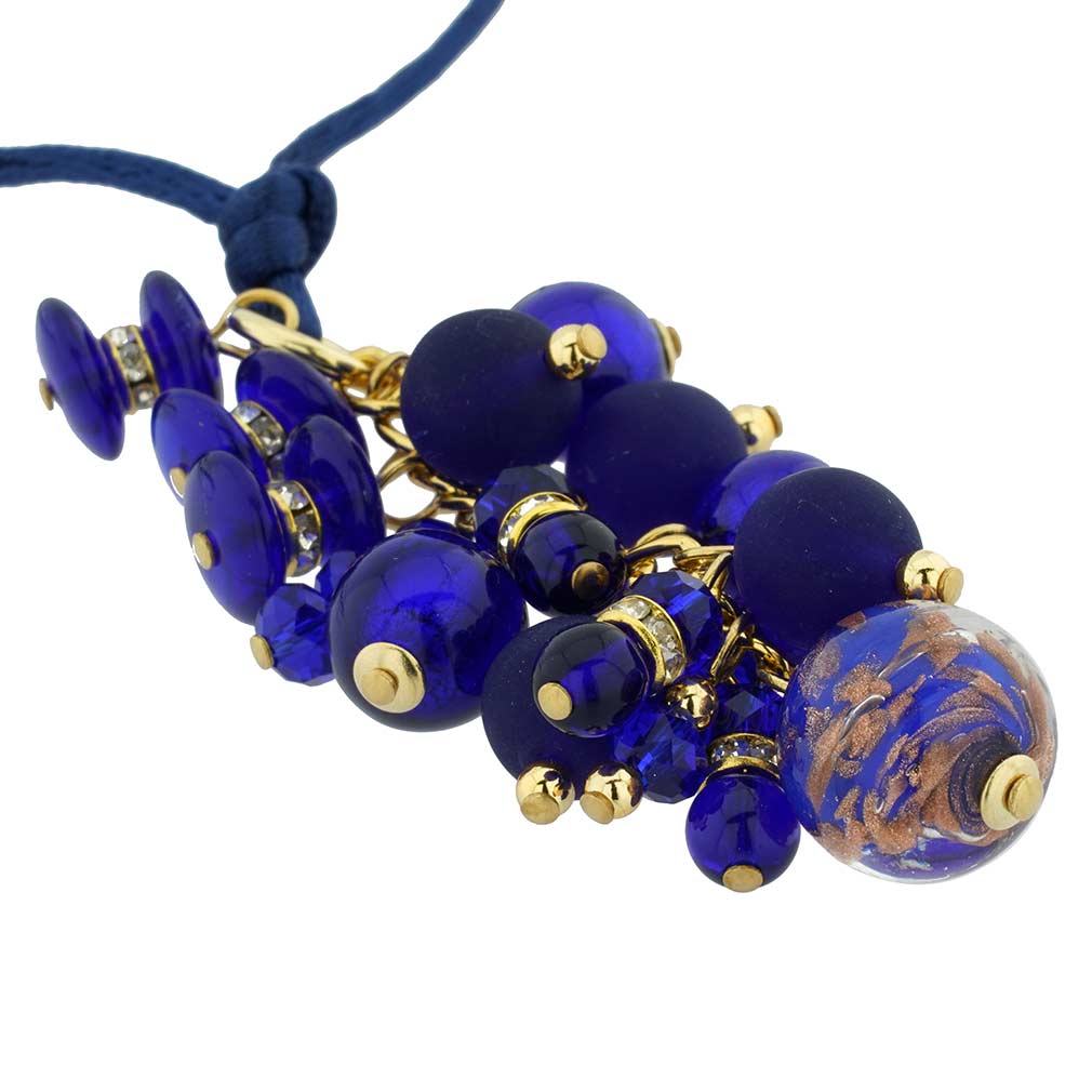 Stardust Murano Glass Charms Necklace - Blue