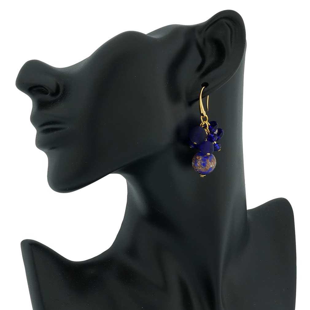 Stardust Murano Glass Charms Earrings - Blue