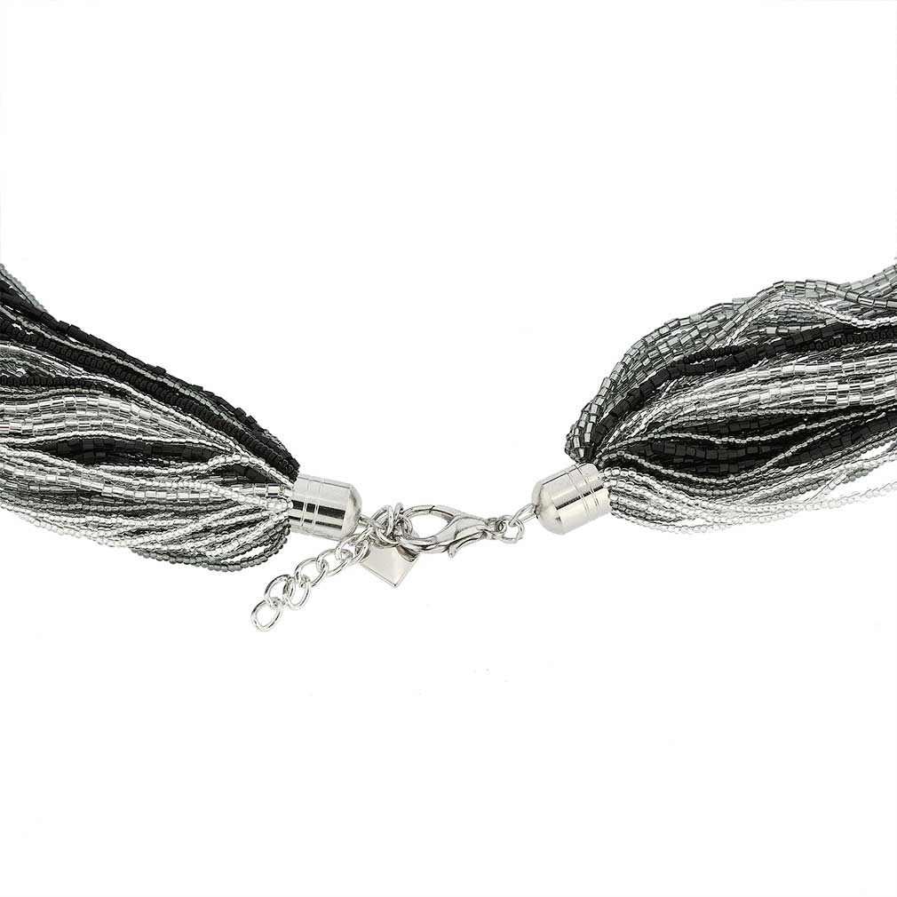 Dogaressa 48 Strand Necklace - Silver Grey and Black