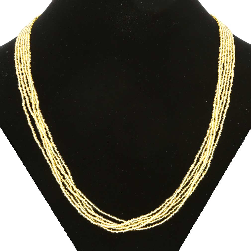 Gloriosa 6 Strand Seed Bead Murano Necklace - Gold