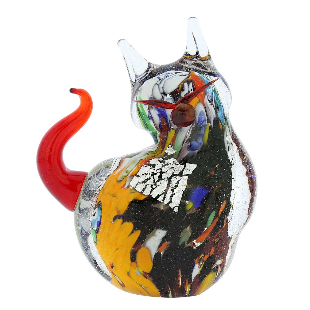 Murano Glass Plump Cat - Multicolor