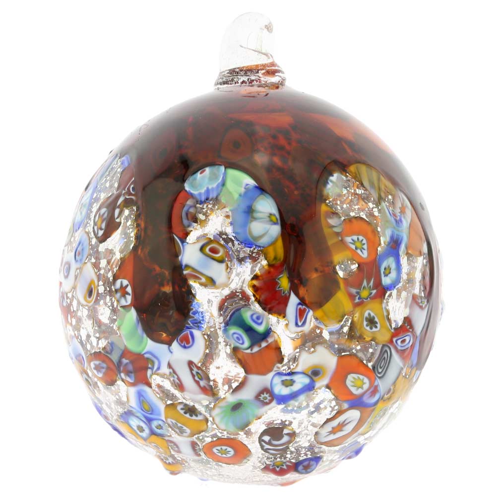 Venetian Mosaic Murano Glass Christmas Ornament - Red