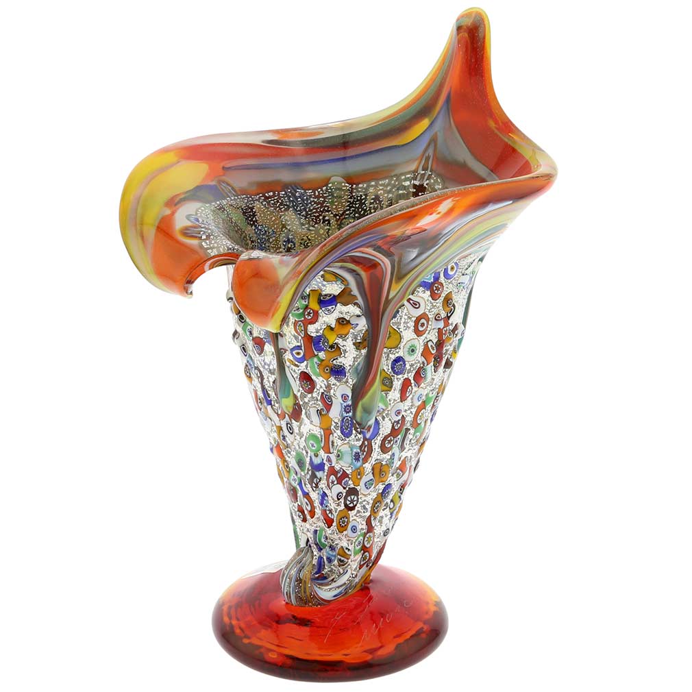 Murano Millefiori Horn Of Plenty Vase - Multicolor