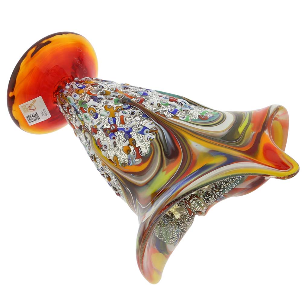 Murano Millefiori Horn Of Plenty Vase - Multicolor