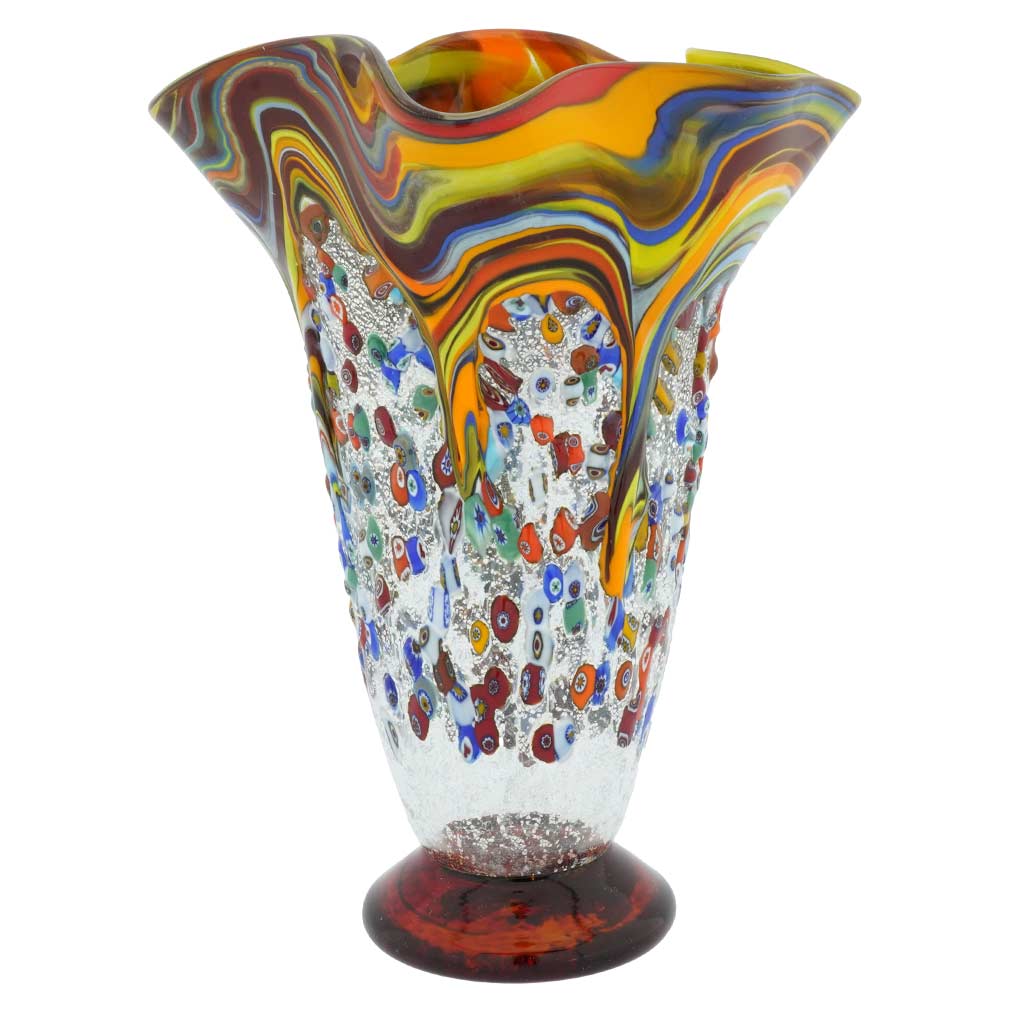Murano Millefiori Fazzoletto Vase - Multicolor