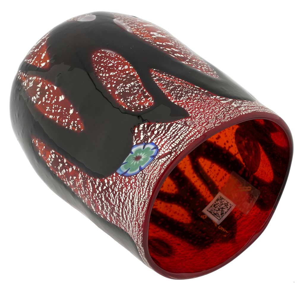 Red Swirls Murano Glass Tumbler