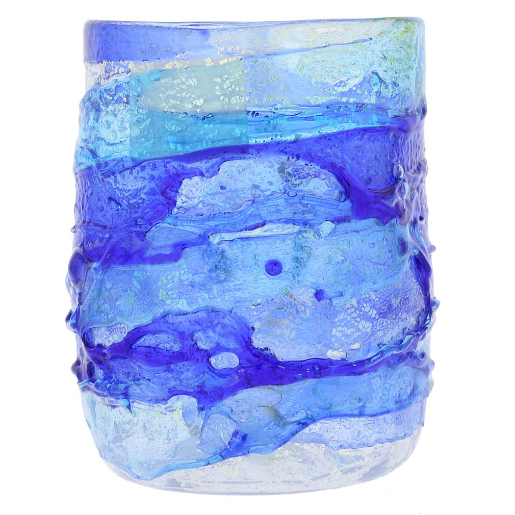 Murano Sbruffo Drinking Glass - Aqua Blue