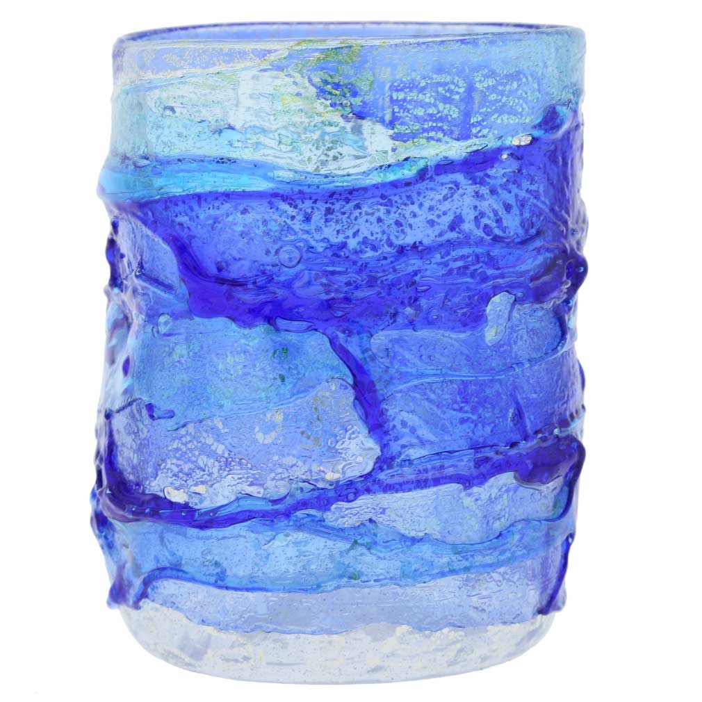Murano Sbruffo Drinking Glass - Aqua Blue