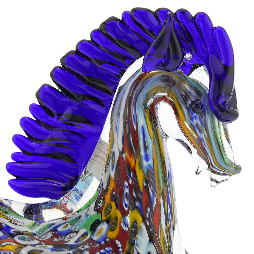 Murano Art Glass Millefiori Kneeling Horse