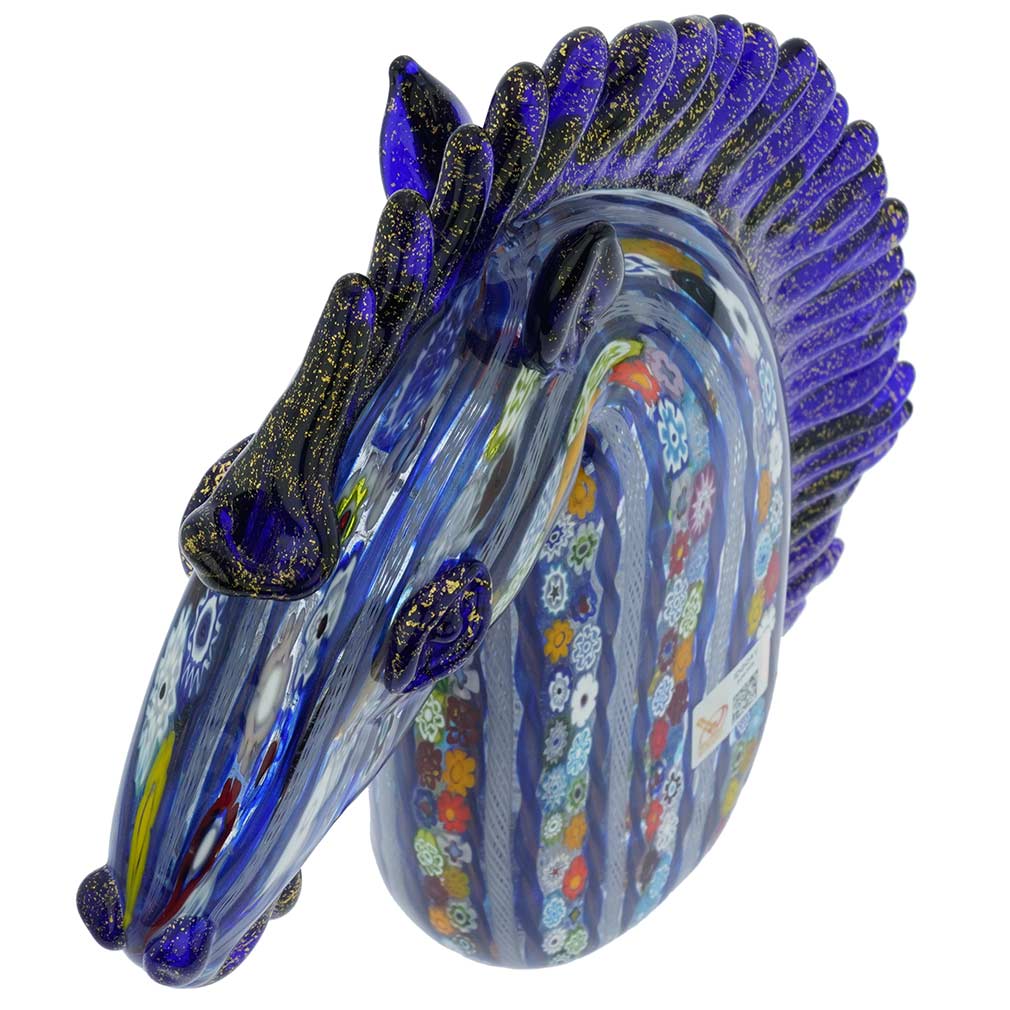 Murano Art Glass Large Millefiori Filigrana Horse Head