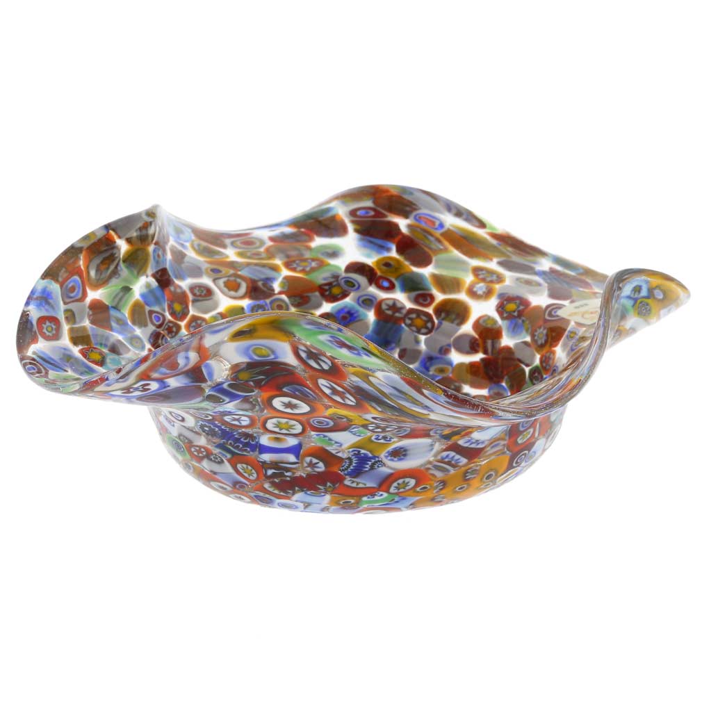 Murano Millefiori Art Glass Fazzoletto Bowl
