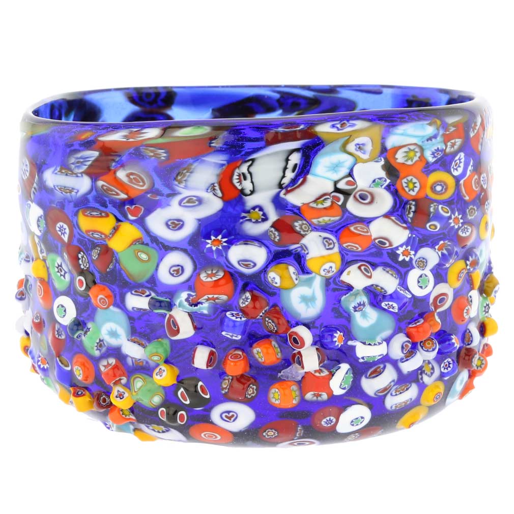 Murano Glass Millefiori Mosaic Bowl - Blue