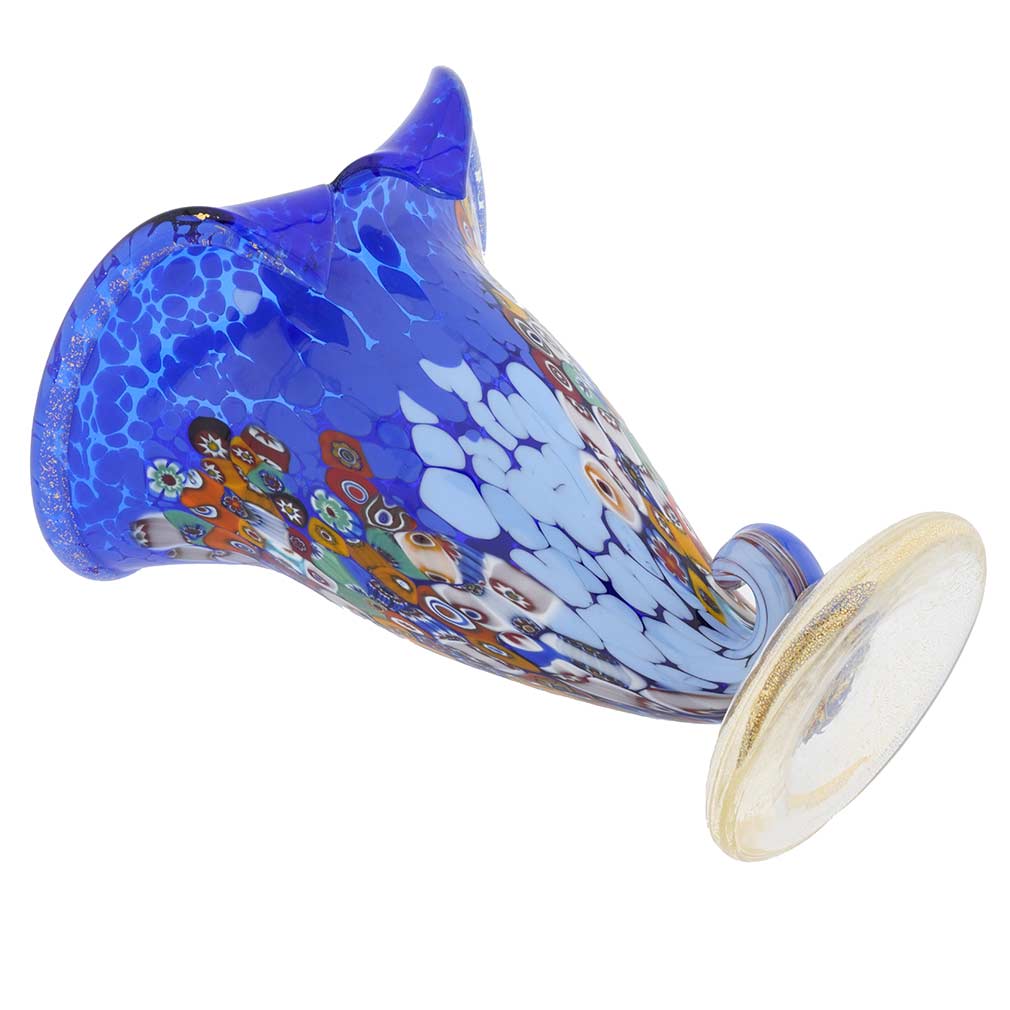 Murano Millefiori Horn Of Plenty Vase - Blue