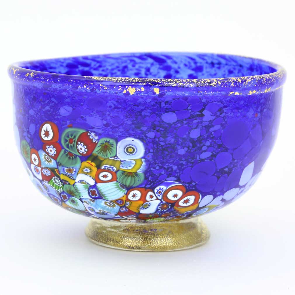 Murano Millefiori Art Glass Bowl - Blue