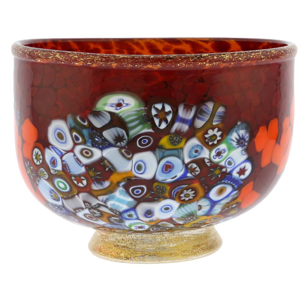 Murano Millefiori Art Glass Bowl - Red