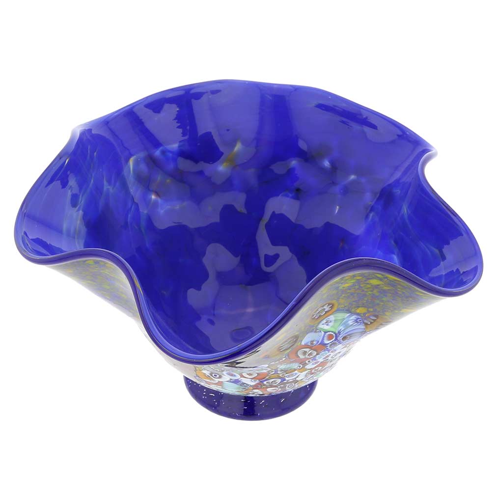 Murano Millefiori Fazzoletto Bowl - Cobalt Blue