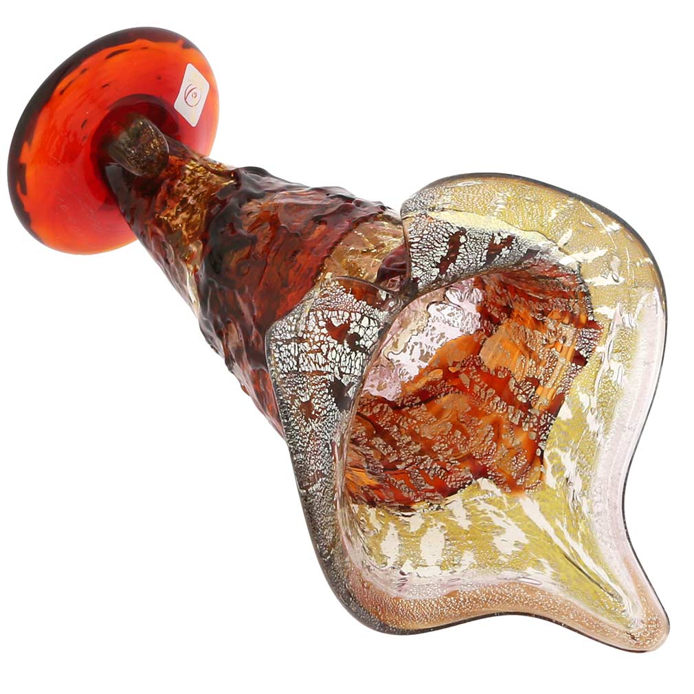 Murano Sbruffo Horn Of Plenty Vase - Golden Brown Red