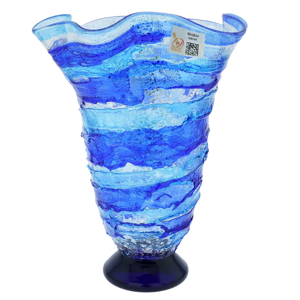 Murano Sbruffo Fazzoletto Vase - Blue