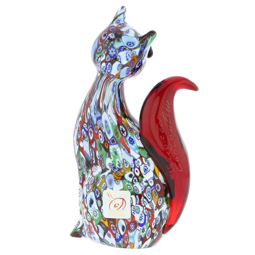Murano Art Glass Millefiori Cat Sculpture