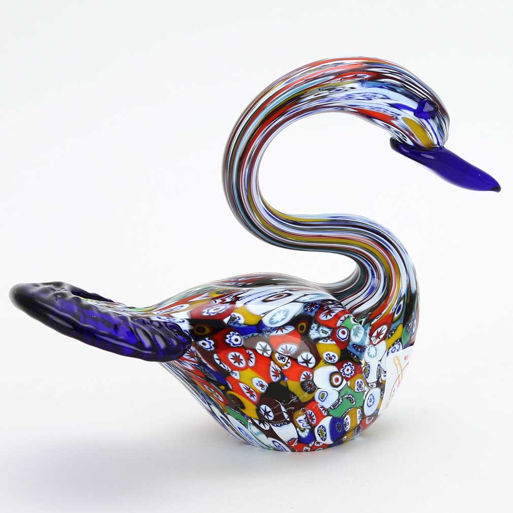 Murano Art Glass Millefiori Swan Sculpture