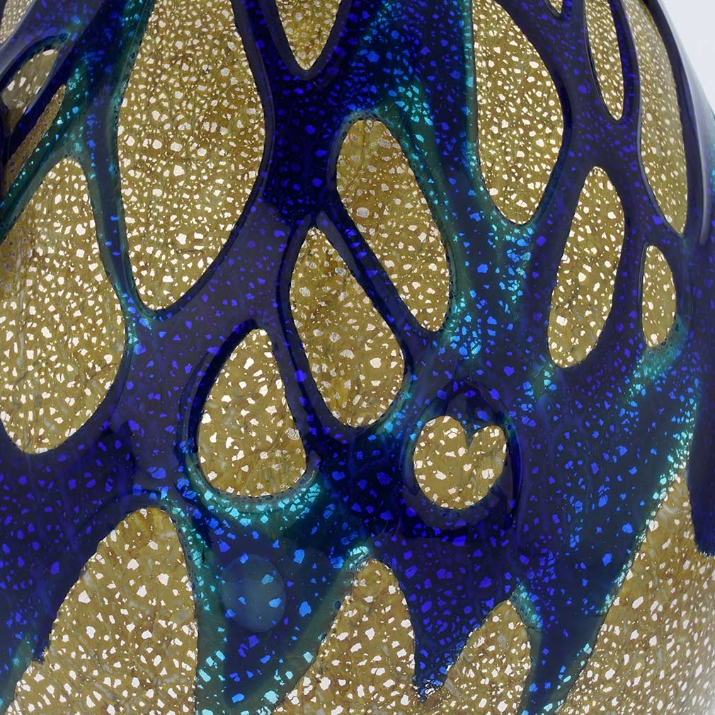 Murano Glass Silver Pitcher/ Carafe - Blue Web