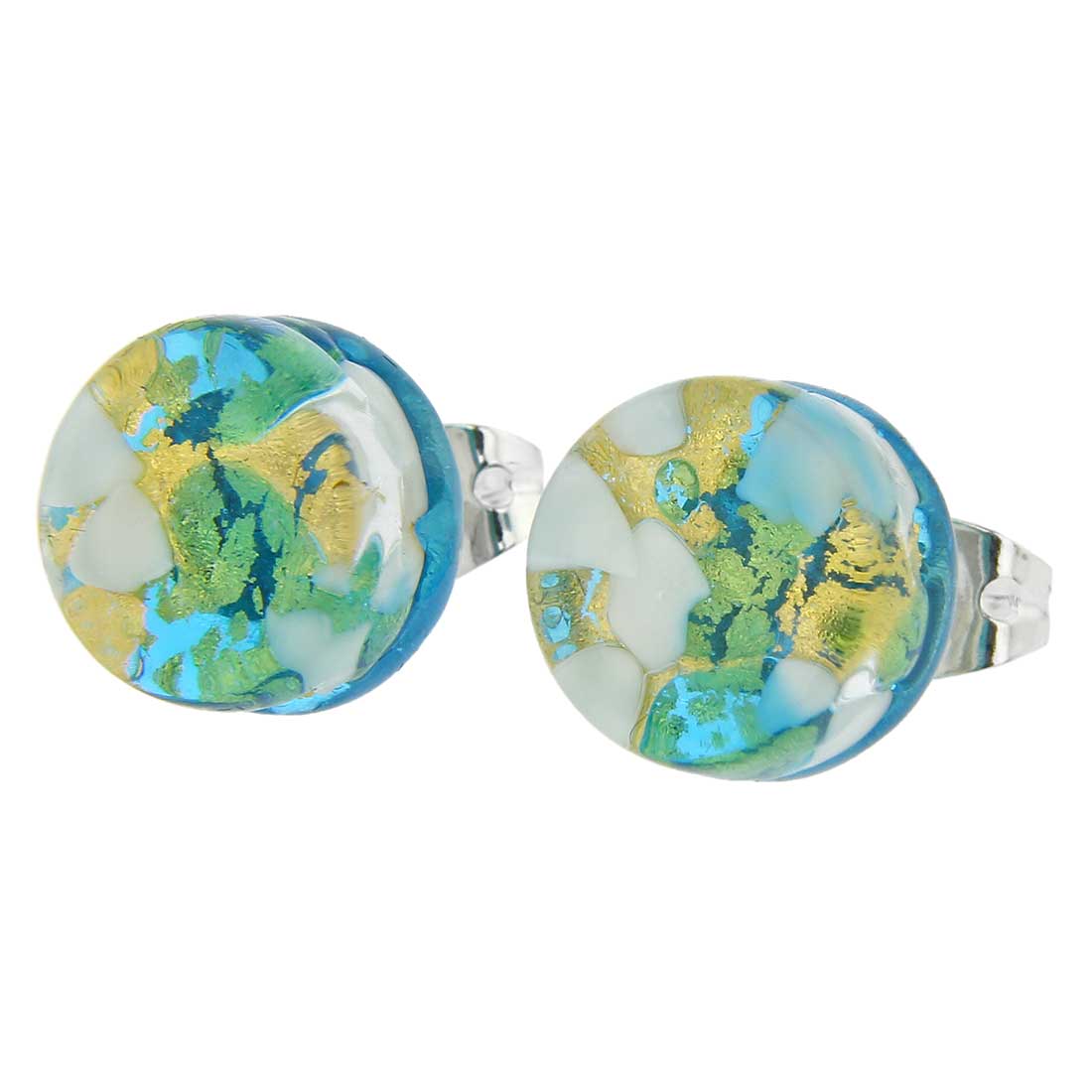 Venetian Reflections Round Necklace and Earrings Set - Aqua Gold
