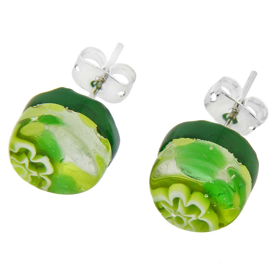 Venetian Reflections Round Necklace and Earrings Set - Green Silver