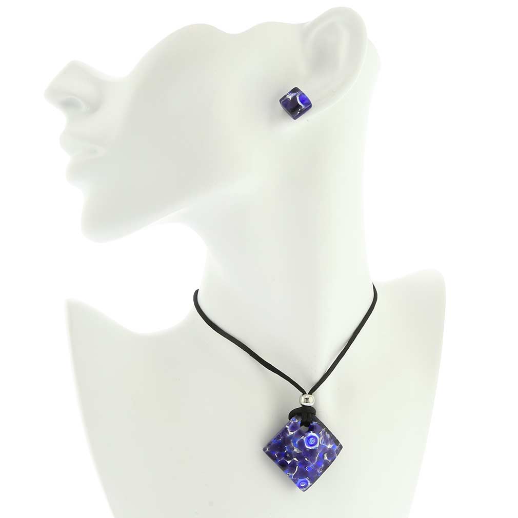 Venetian Reflections Necklace and Earrings Set - Periwinkle