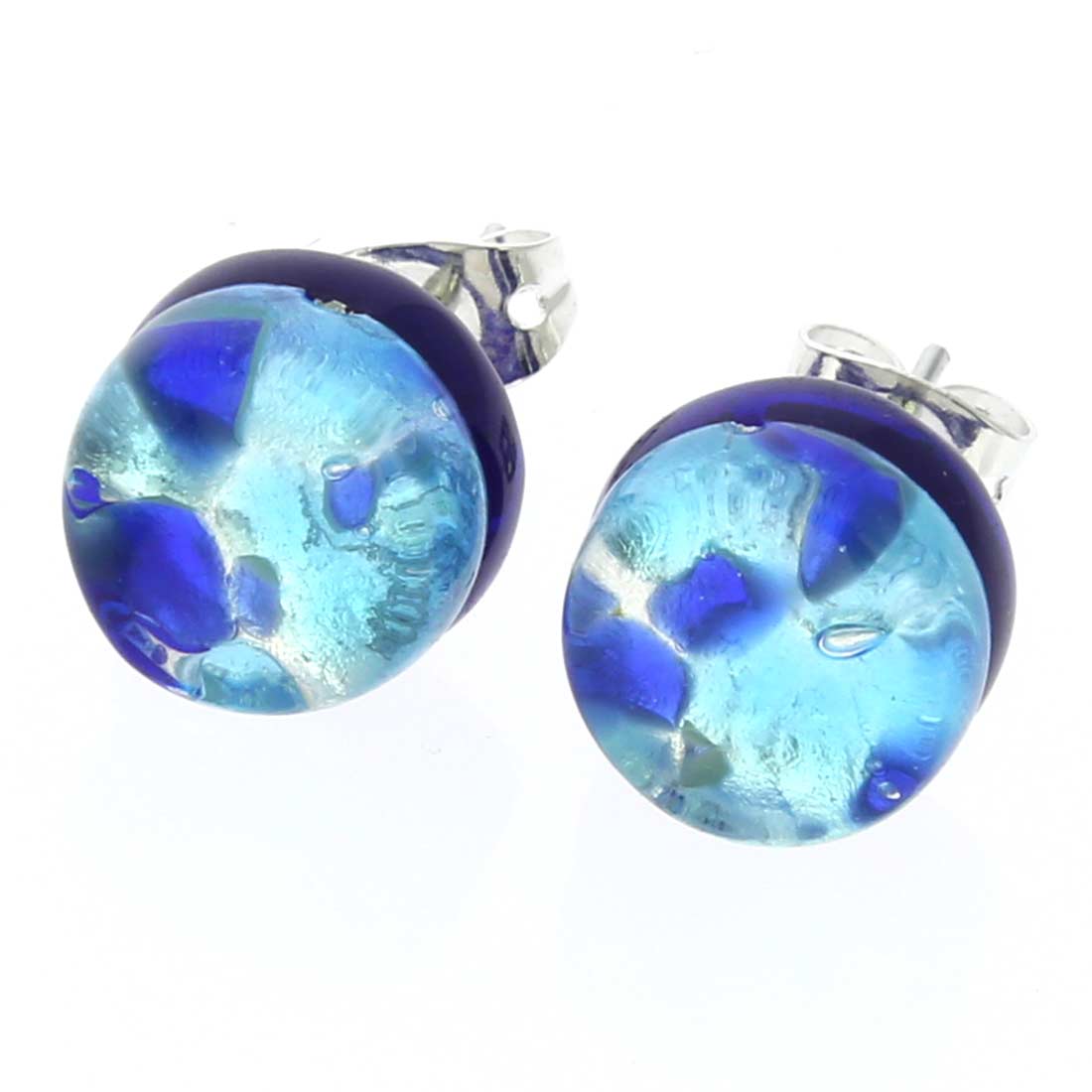 Venetian Reflections Round Stud Earrings - Aqua Blue