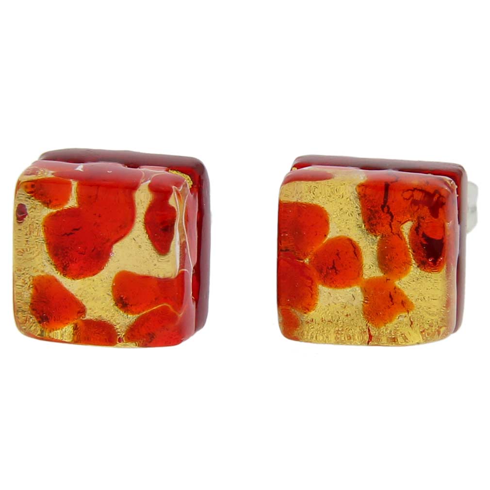 Venetian Reflections Square Stud Earrings - Red Gold