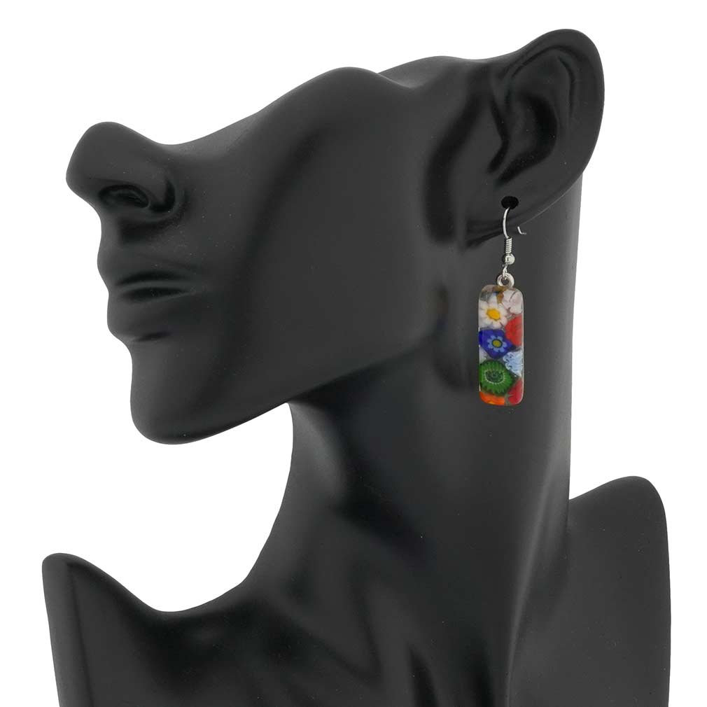 Millefiori Rectangular Earrings - Multicolor