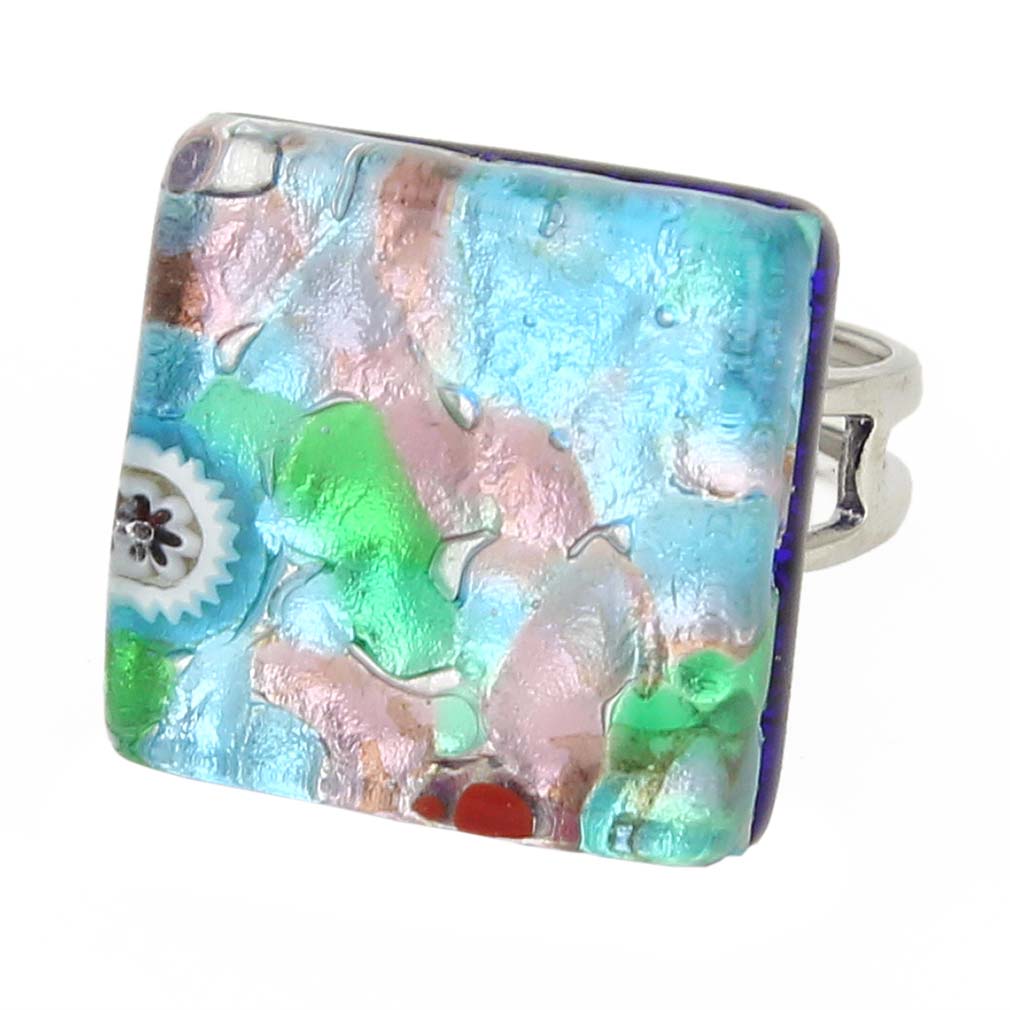 Venetian Reflections Square Adjustable Ring - Silver Meadow
