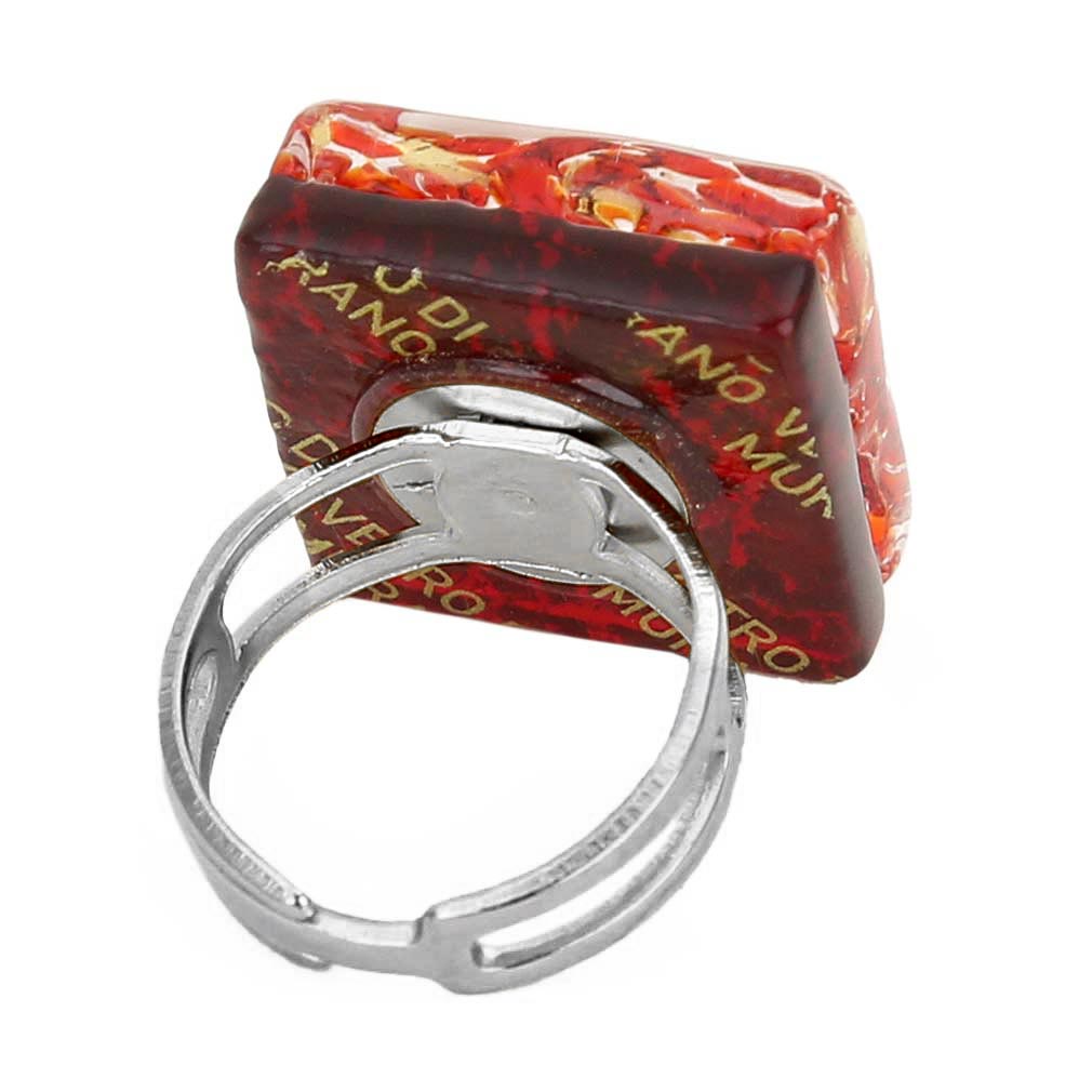 Venetian Reflections Square Adjustable Ring - Red Gold