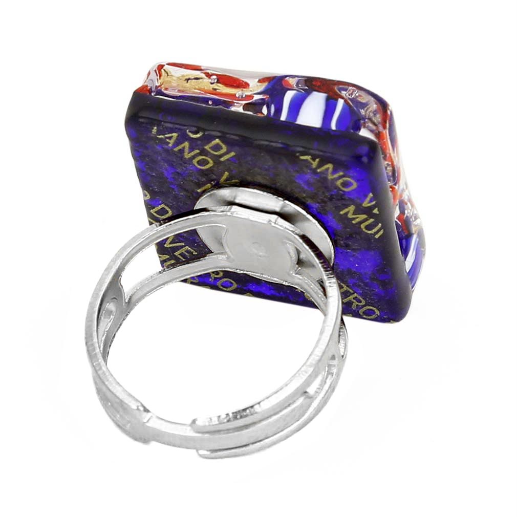 Venetian Reflections Square Adjustable Ring - Golden Meadow