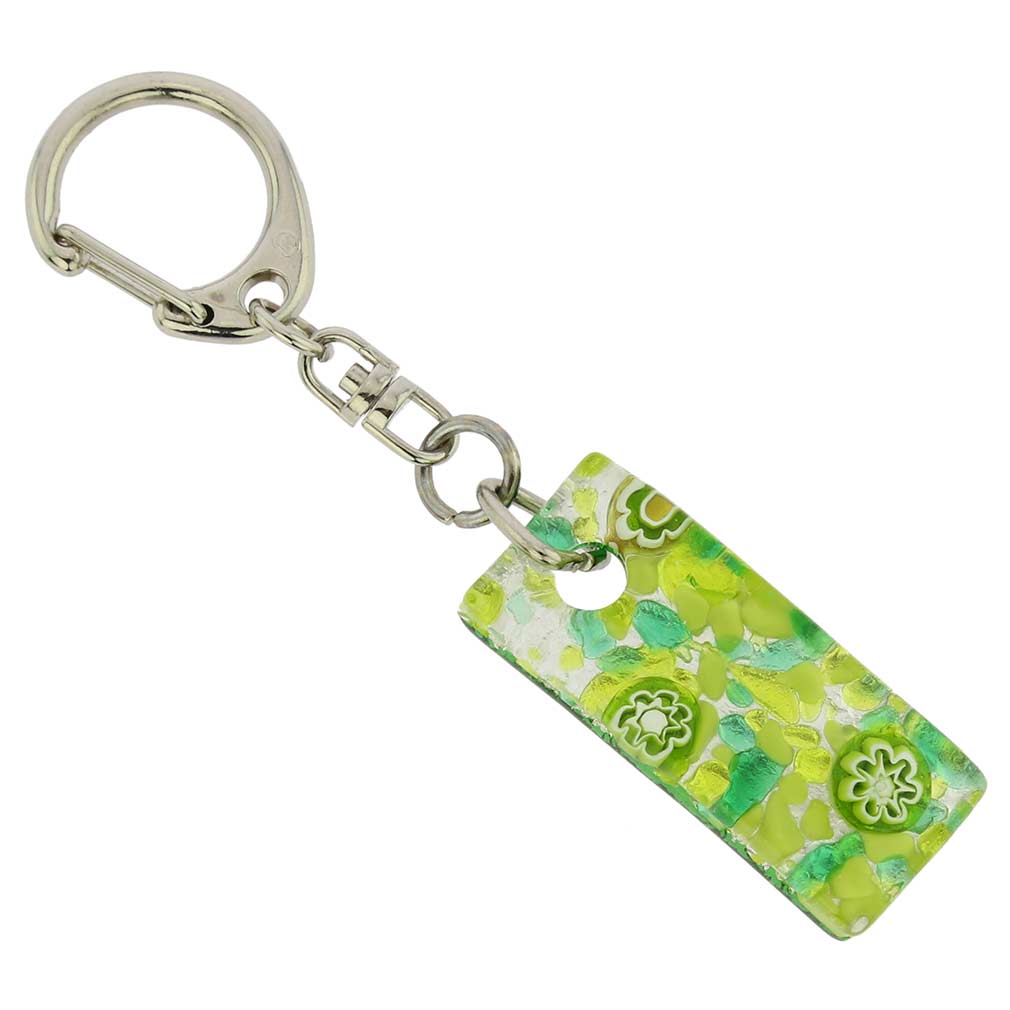 Murano Colors Stick Keychain - Green Silver