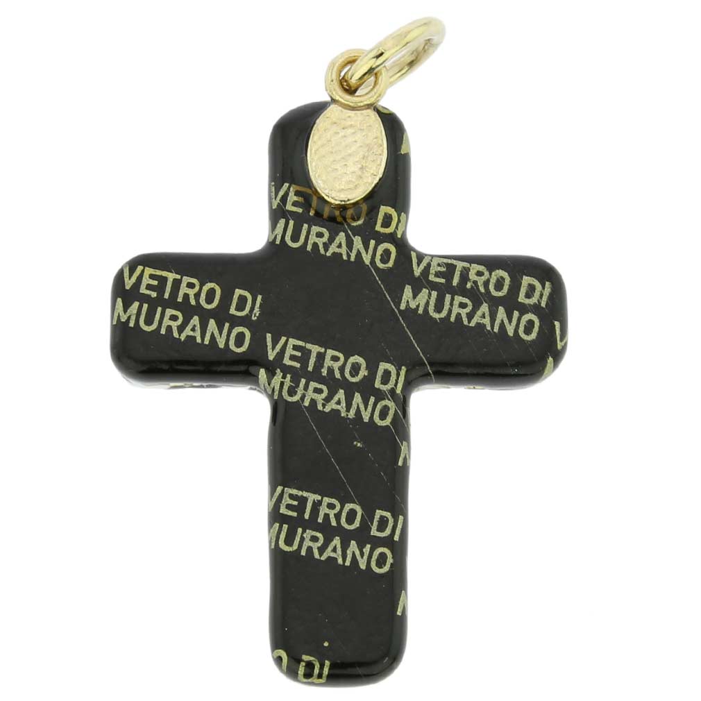 Venetian Reflections Cross Pendant - Black Gold