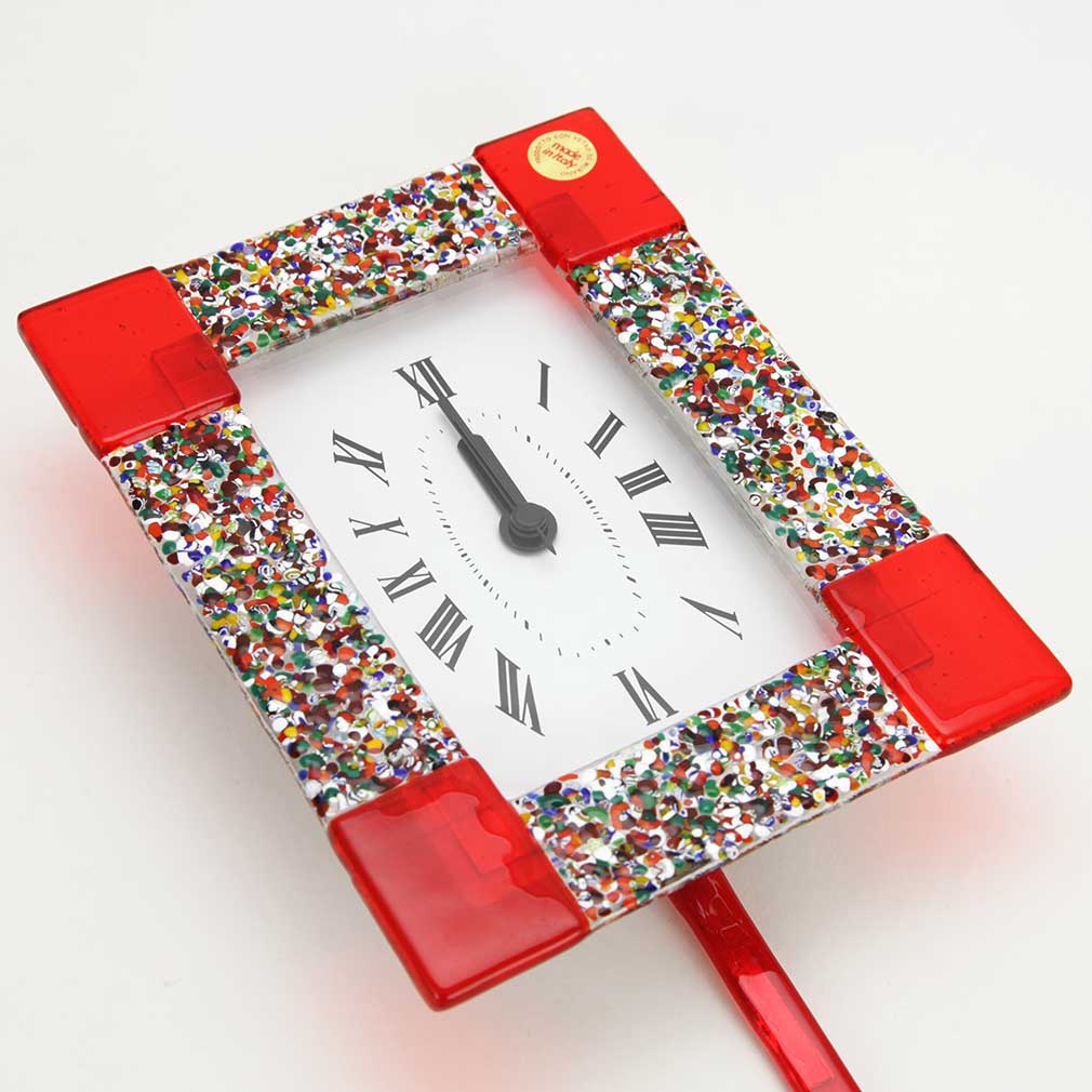 Murano Glass Wall Clock - Klimt Red