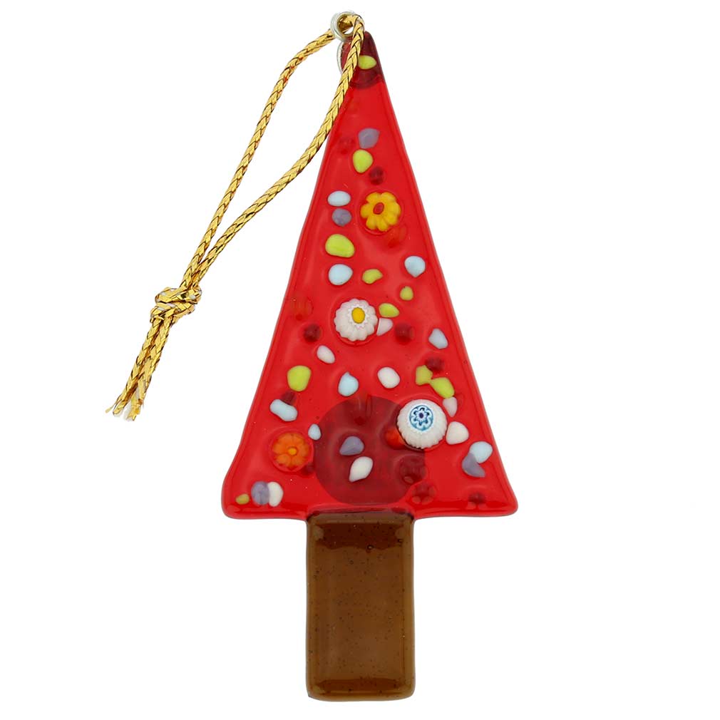 Murano Glass Christmas Tree Ornament - Red