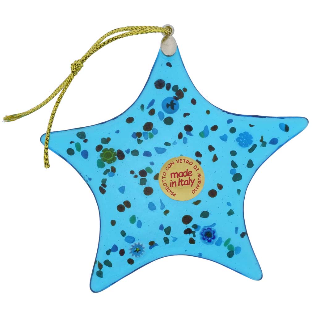 Murano Glass Star Christmas Ornament - Aqua