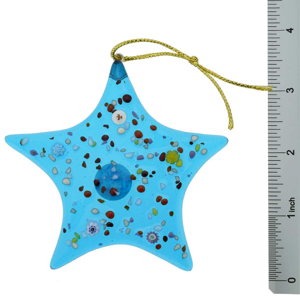 Murano Glass Star Christmas Ornament - Aqua