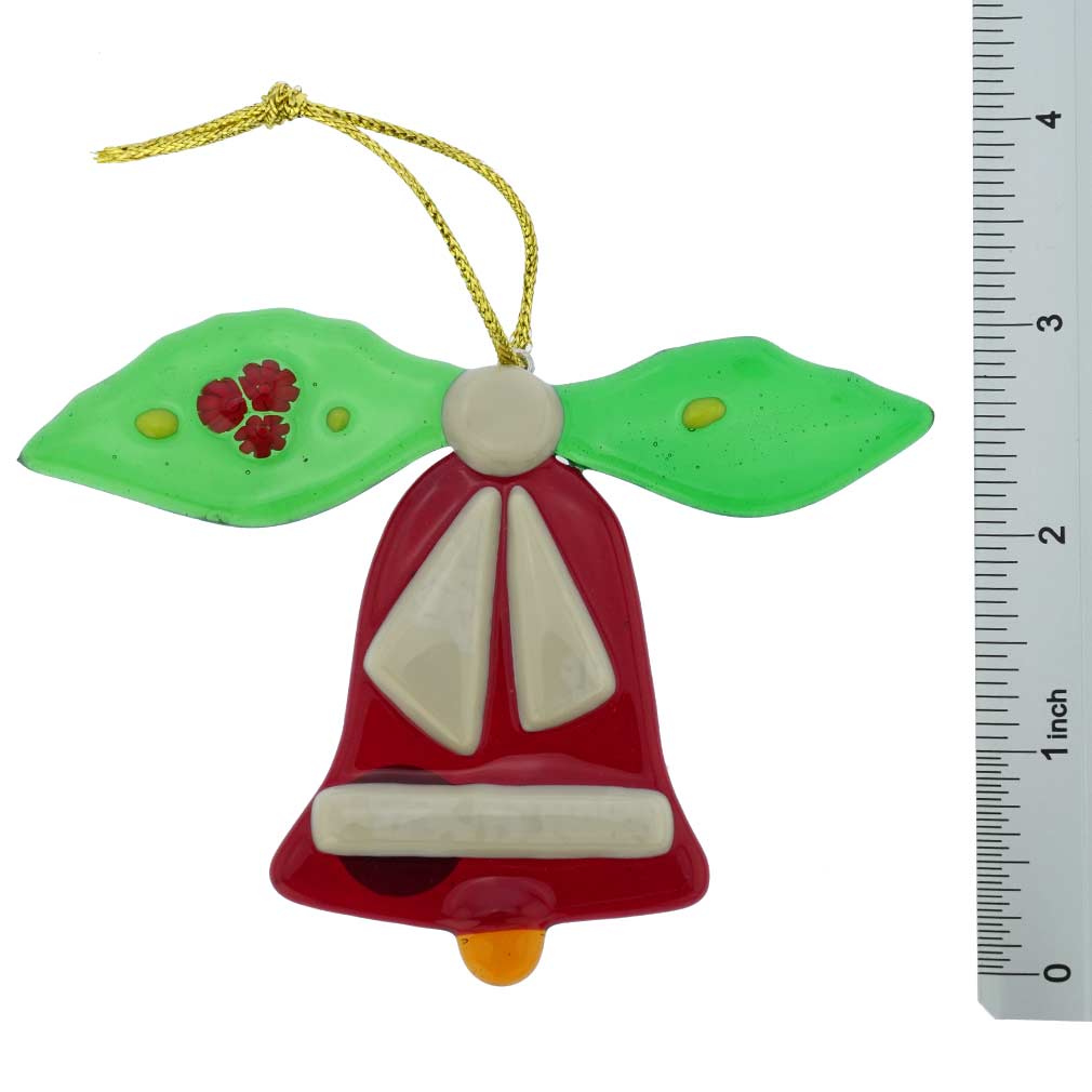 Murano Glass Bell Christmas Ornament - Red