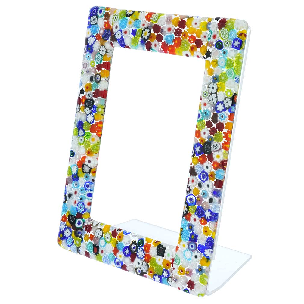 Murano Glass Millefiori Photo Frame Multicolor 4X6 Inch