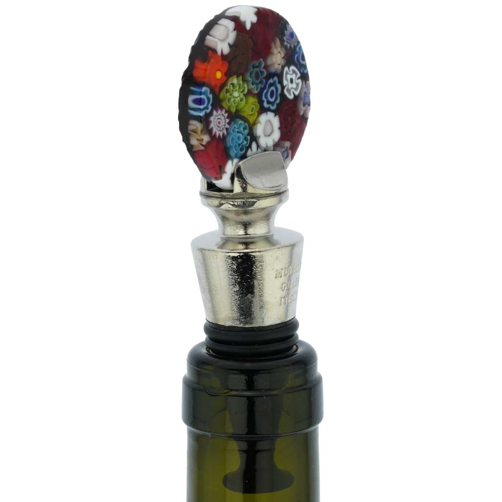 Murano Glass Millefiori Round Bottle Stopper